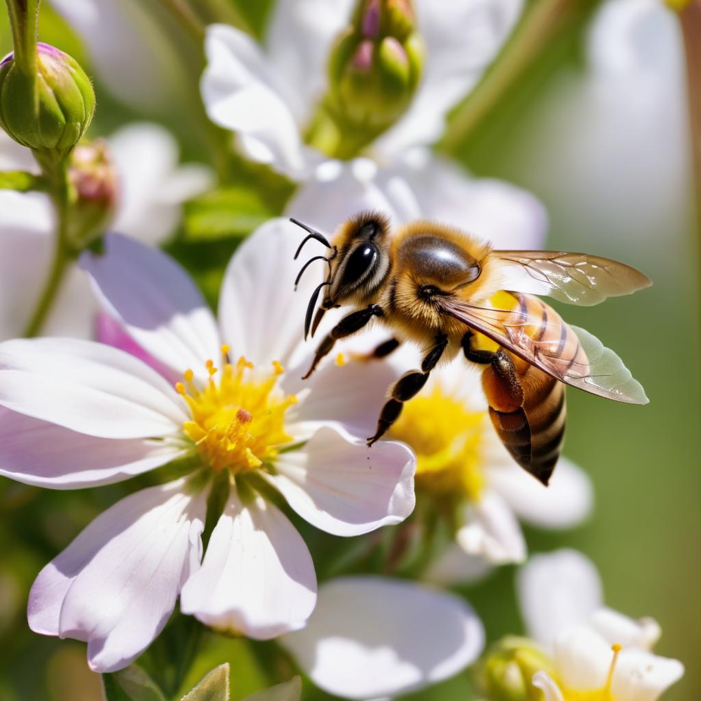 zero2zedGaming's tweet photo. Close Up Honey Bee Pollination #honeybee #bee #insect #nature #polination #flowers #ai #digitalart #art #artificialintelligence #aigenerated #generativeai #machinelearning #aiartworks https://t.co/2adWD5n1VG