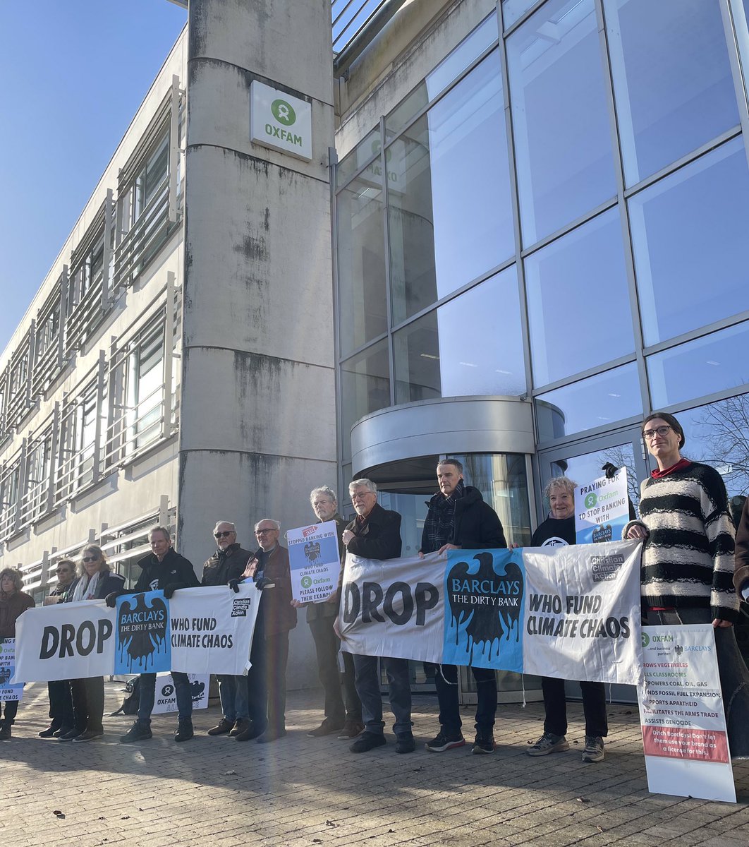 Great news that Oxfam are dropping Barclays. Photo below from @CClimateAction visit to Oxfam HQ in Oxford last Friday. #DropBarclays