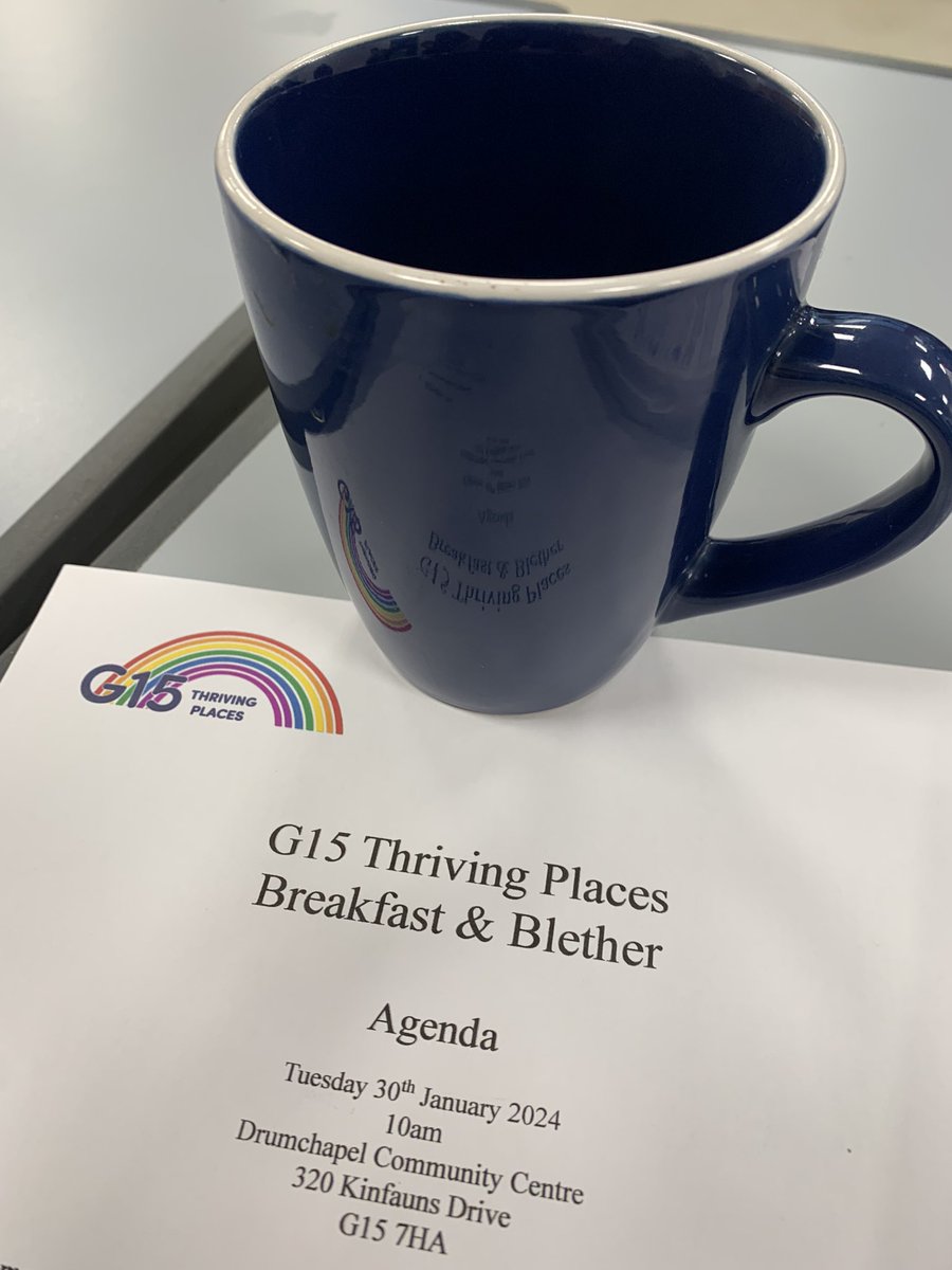 Coffee break at the <a href="/TPDrumchapel/">G15 Thriving Places</a> #Drumchapel Breakfast and Blether. Lots of great plans for events this year. Great to see so many partners round the table