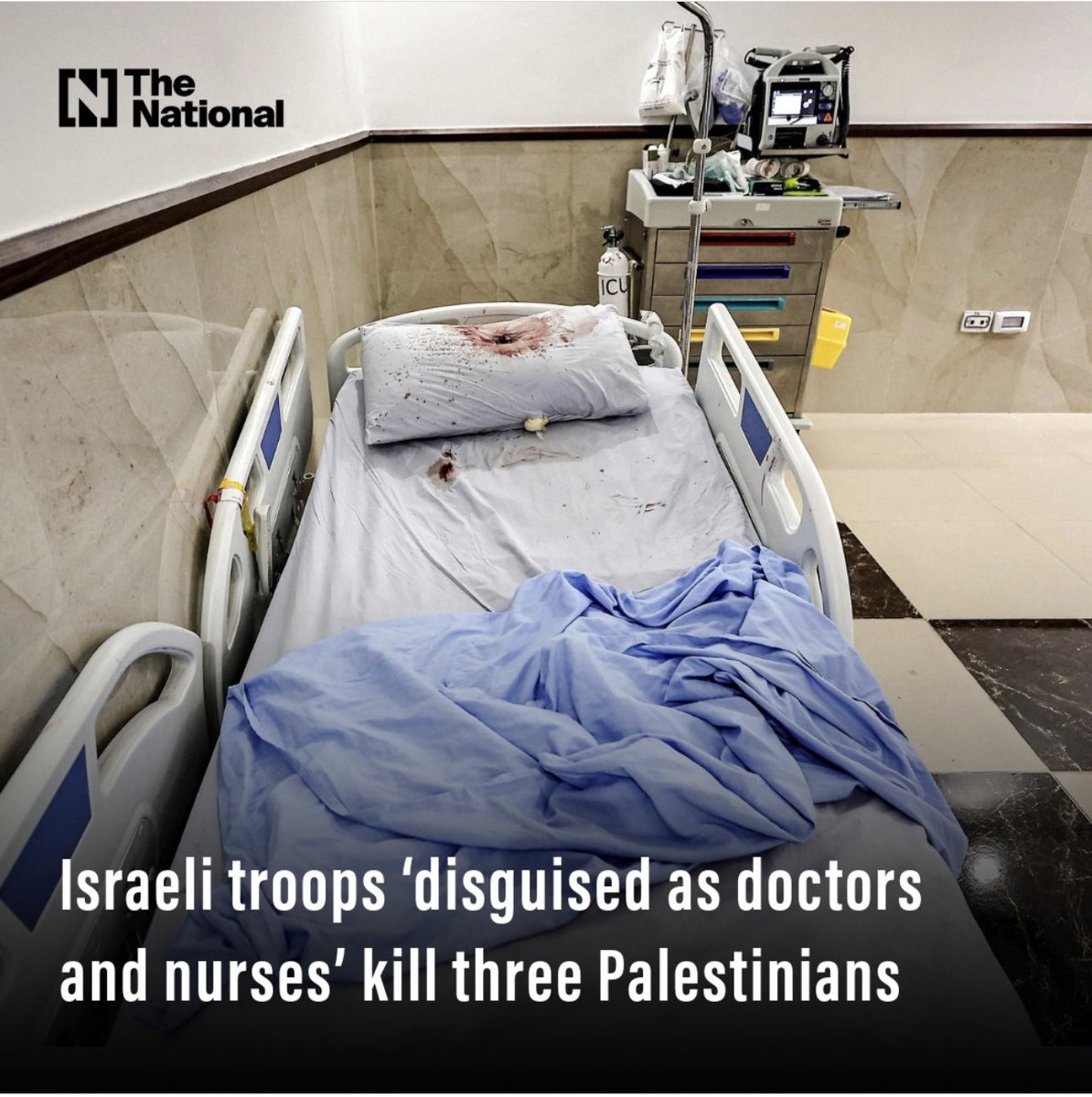 Israel will continue to commit war crimes. These people were in hospital IN THE WEST BANK. If there is no accountability they will continue to commit such atrocities.