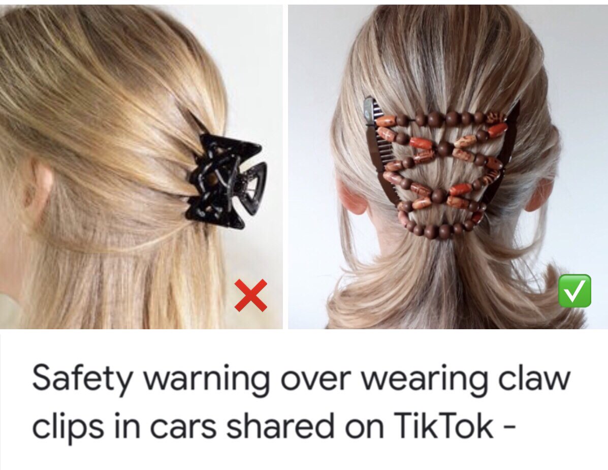 OriginalHairgem's tweet photo. To those who may wear #clawclips when driving 🙁 .. maybe a good time to consider a hair clip with curved combs that sit comfortably at the back of your head. Just saying!  

ʜ ᴀ ɪ ʀ ɢ ᴇ ᴍ s ♡  from the https://t.co/PtBFYZ7ZlK

#elevenseshour https://t.co/PxY8B0Hxj0