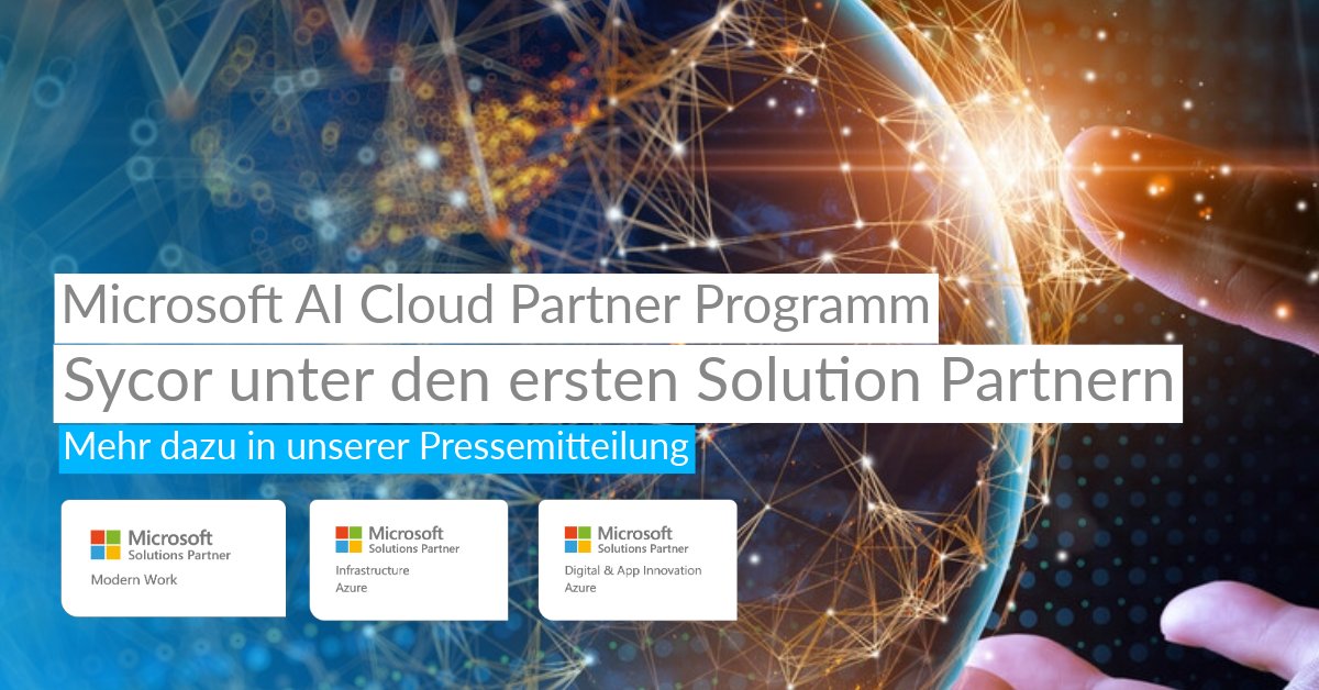 🎉 Großartige Neuigkeiten! Sycor ist stolz darauf, einer der ersten Solution Partner des Microsoft AI Cloud Partner Programms zu sein. 🏆 Ein bedeutender Meilenstein für uns! 💡 #Sycor #Microsoft #AICloudPartner #Innovation #KI ow.ly/ueB250QvNYU