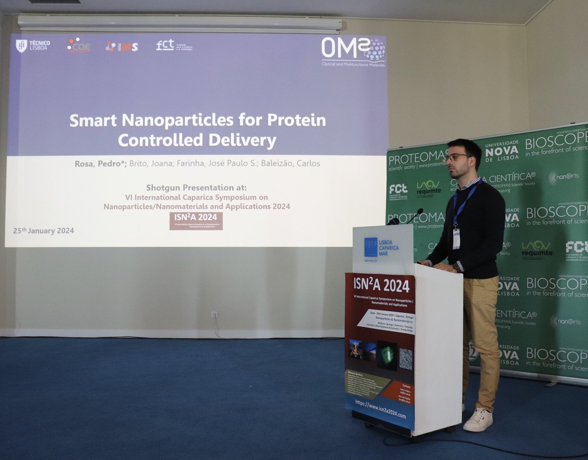 Pedro Rosa (@pedroasrosa_) on Twitter photo Last week I had the opportunity to share my work in the form of a Shotgun Presentation and Poster at the IV International Caparica Symposium on Nanoparticles/Nanomaterials and Applications organized by the BIOSCOPE group.
#ISN2A2024 #bioscopegroup #proteomasss #laqv_requimte Last week I had the opportunity to share my work in the form of a Shotgun Presentation and Poster at the IV International Caparica Symposium on Nanoparticles/Nanomaterials and Applications organized by the BIOSCOPE group.
#ISN2A2024 #bioscopegroup #proteomasss #laqv_requimte