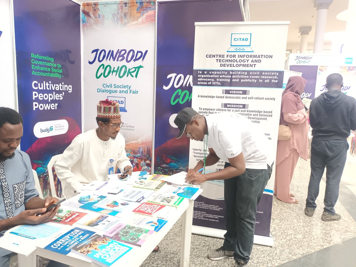 a_sabo12's tweet photo. 2024 #Joinbodi Civil Society Dialogue and Fair. @ICTAdvocates is present exhibiting its different publications for the participants. If you at the event come and pick our educative publications for free
@YZYau @macfound @Abdulhamidu2 @APC_News @ChiromaHope @CitadRadio https://t.co/nX9N3y1kcE