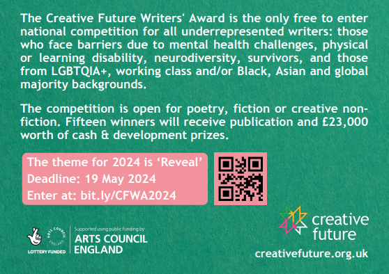 ed_pr's tweet image. Celebrate the power of sharing stories this #NationalStorytellingWeek by REVEALing one of yours to @CreativeF_uture Writers' Award - now open for submissions!✍️

#CFWA #DiverseVoices #UnderrepresentedWriters

📖creativefuture.org.uk/for-writers/cr…