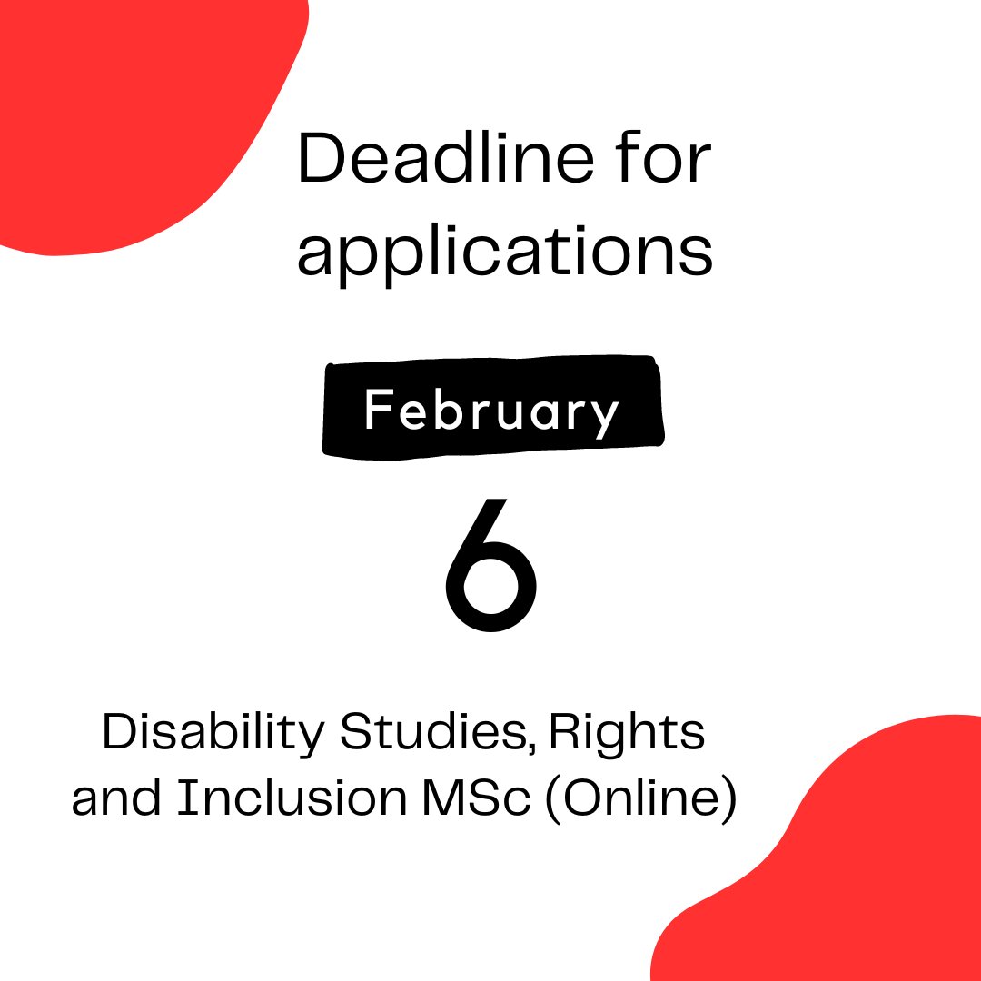 Only one week left to seize the opportunity! Apply now for our groundbreaking online #DisabilityStudies, Rights, and Inclusion MSc. The March intake deadline is 6 February. Elevate your understanding and make a difference. Request info or apply today: bit.ly/48ZF9nc