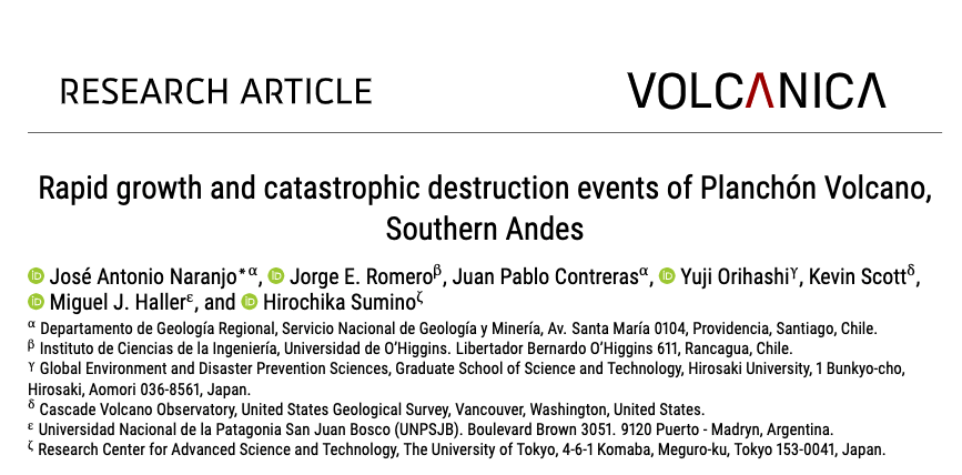 New paper! Read about rapid growth and destruction events at the Planchón Volcano in the Southern Andes. --> doi.org/10.30909/vol.0…