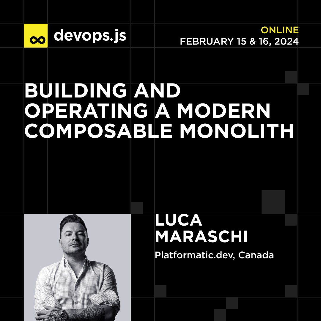 💡Explore how to architect &amp; implement a Fastify-based composable monolith, cross-service network-less communication &amp; more.💥Let's discover the trick together with <a href="/lucamaraschi/">Luca Maraschi</a>, Co-Founder &amp; CEO @Platformatic.

➡️devopsjsconf.com