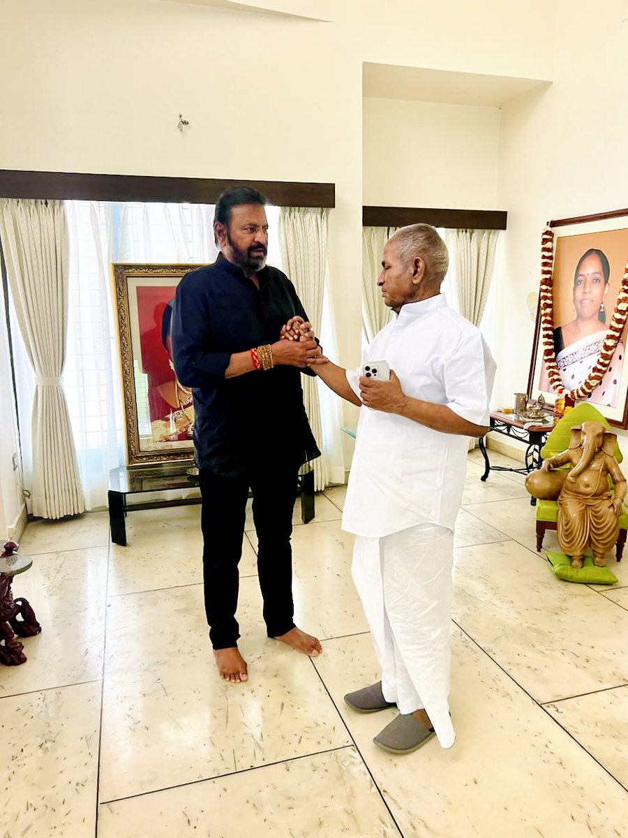 Upon hearing the heartbreaking news, I visited @ilaiyaraaja garu to convey my deepest condolences to him and his family on the tragic loss of his daughter Bhavatharini. I pray that the almighty gives his family the strength to withstand this tragic moment.