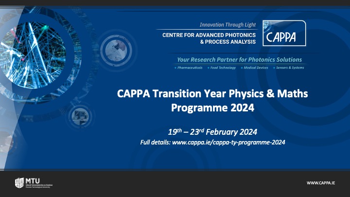 Good news! A limited number of places have just become available on CAPPA's TY Physics & Maths programme 2024 - previously fully booked. Submit your application here cappa.ie/cappa-ty-progr… by tomorrow Wed 31st Jan to apply. Hurry, places going fast!