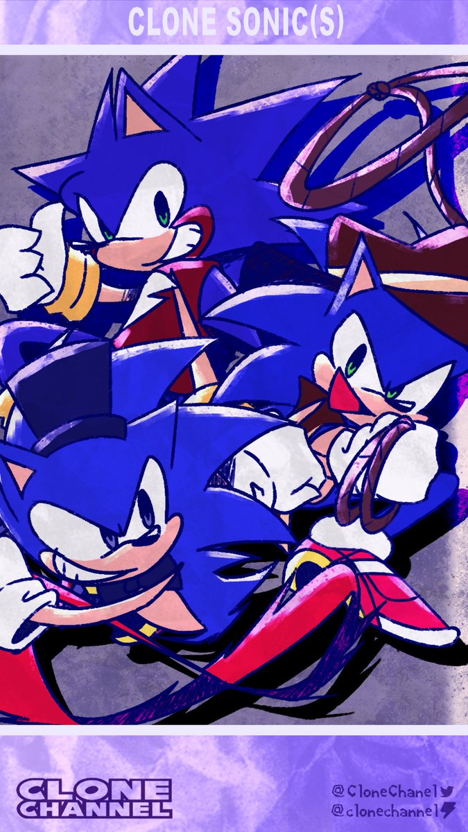 Happy anniversary to FNaS!
Clone Channel art for February 2024, featuring Clone Sonic, Clone Sonic and Clone Sonic! (credits will be in replies)

(remember to check the pinned tweet for the drive link for the full res and transparent versions!)  
#sonicfanart #fnas #fnasart