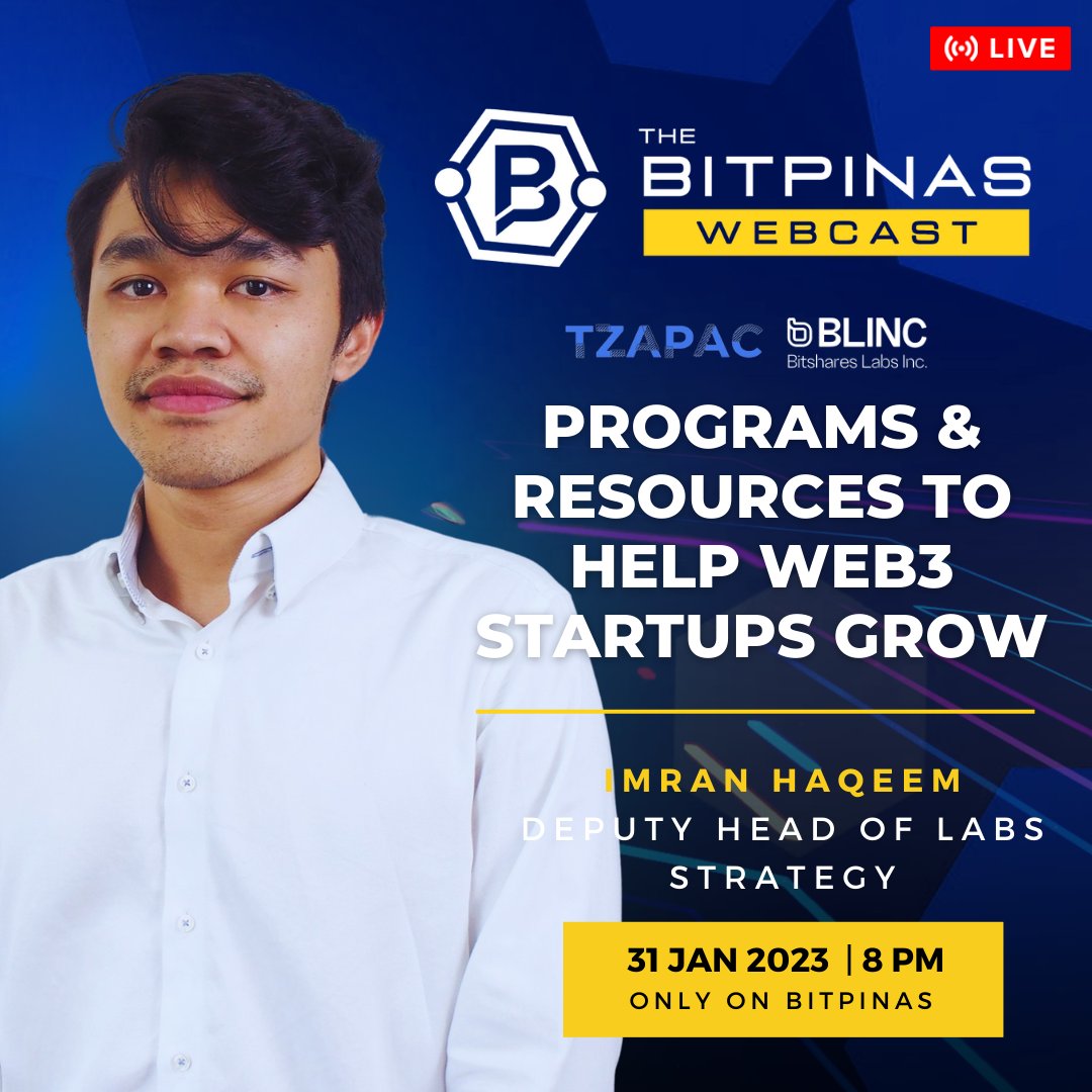 bitpinas's tweet photo. 🌐 Upcoming Webcast Alert: Programs and Resources To Help Web3 Startups: With Imran Haqueem of @TzApac 

💡 For webcast attendees, prepare your questions already by checking the program brief here: https://t.co/PPg4k68eOb

📅 Supported by @tezosphl and @bitshareslabs 

See you! https://t.co/vg85IOA0aw