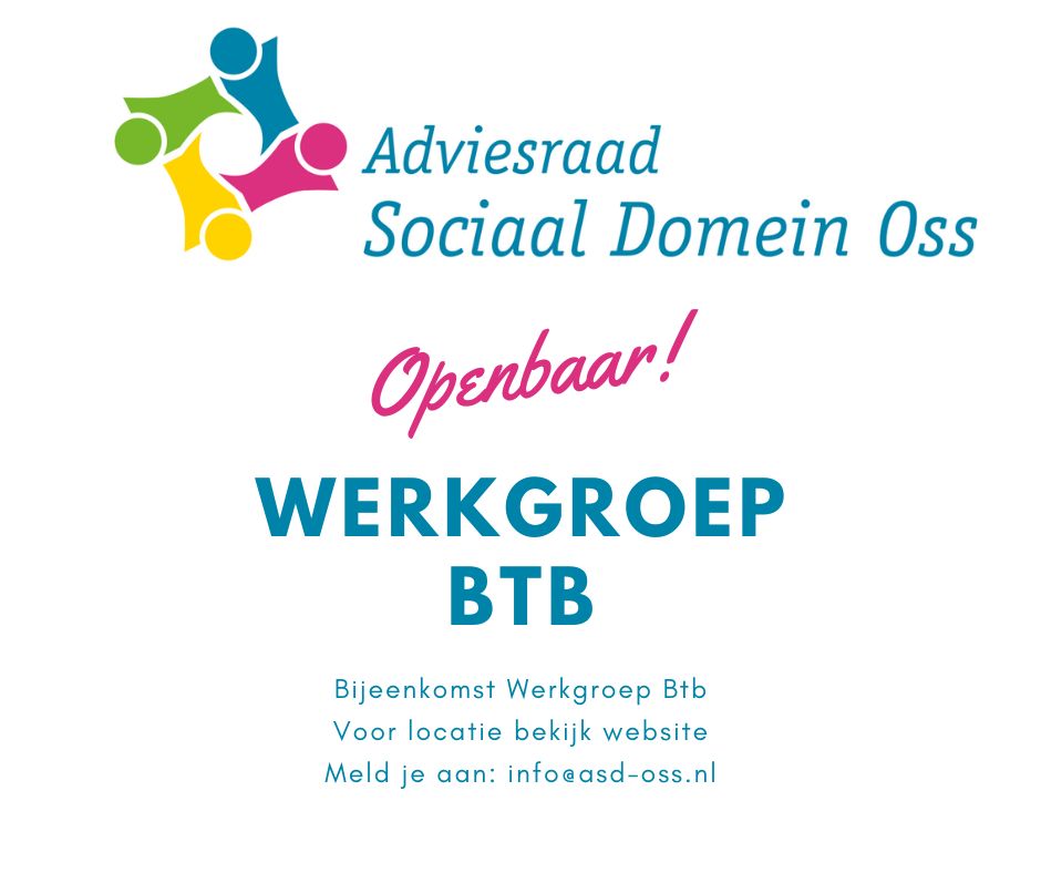 Maak kennis met onze Werkgroep Btb! Tijdens de volgende bijeenkomst op 18 december van 10:30 tot 12:30 uur is de Werkgroep weer bij elkaar.

We informeren elkaar dan wat er leeft bij onze achterban.
En of we actie kunnen ondernemen.

Kom je ook? Mail ons!