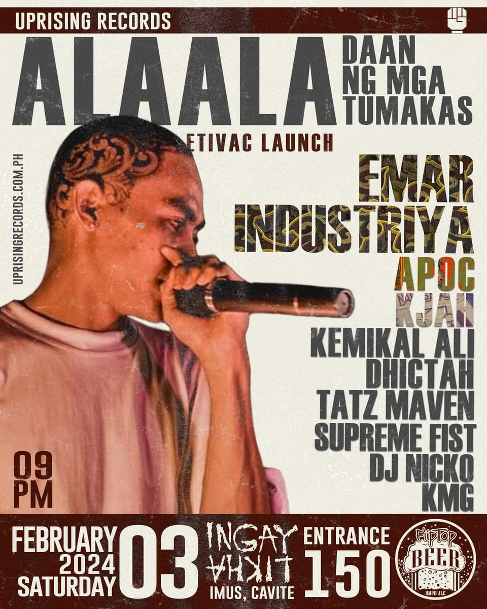 arkitekto's tweet image. Kitakits tayo. Etivac launch ng &apos;Alaala: Daan ng mga tumakas&apos; ng kapatid na @industriyalismo

At shempre sasalang ako pati mga ibang kapatid sa @uprisingph ✊

#UprisingPH #HipHop #EnjoyLocal #EmarIndustriya