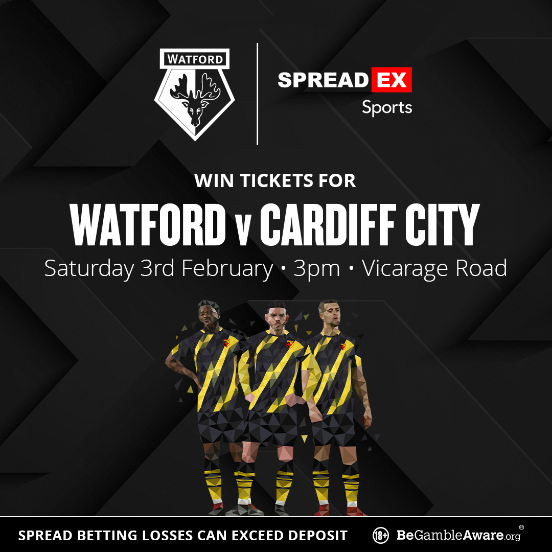 🚨Competition Time🚨

How do you fancy the chance to win tickets to <a href="/WatfordFC/">Watford Football Club</a> 🆚 Cardiff City?!🎟️

For the chance to win🥇

1⃣ Follow us + Repost this post♻️
2⃣ Enter your details in the entry form below⤵️
spreadex.com/watfordga

TS&amp;C's Apply🔞