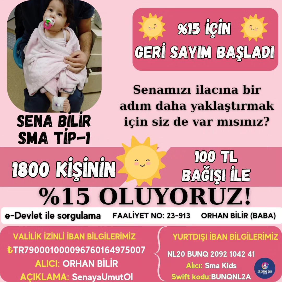 Geri sayıma devamm 1800 kahramanımın 100 ₺ si ile SENA %15 oluyor
Bugün yaptığınız iyilik bir çocuğu yaşatmak için olsun 🪁
HAYDİ DAYANIŞMANIN ADI SENA OLSUN 🪁
#hartaberfair #хтивийпонеділок #YeterArtik #OTDirecto30E #KCAER #Bitcoin #roomtoimprove #OTDirecto30E #SENAIŞIKSAÇSIN