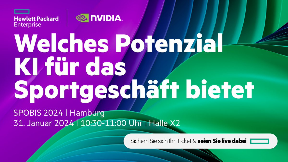 KI ist derzeit eines der am meisten polarisierenden Themen im Sportgeschäft. ⚽ 

💡 In der Keynote stellen Data &amp; AI-Experten von HPE relevante und inspirierende Anwendungsbereiche für künstliche Intelligenz im Profisport auf.

Seien Sie live dabei 🔗 hpe.to/6016Ts0pn