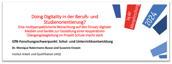 iaq_due's tweet photo. Am 6.2. ist "Tag der #Bildungsforschung 2024" @unidue mit dem Schwerpunkt "#Bildung in der digitalen Welt – wo stehen wir?" Mit dabei: Dr. Monique Ratermann-Busse und Susanne Enssen @BEST_IAQ mit einem Poster zum Thema "Doing #Digitality in der Berufs- und Studienorientierung"⬇️ https://t.co/c7PQNUEQ11