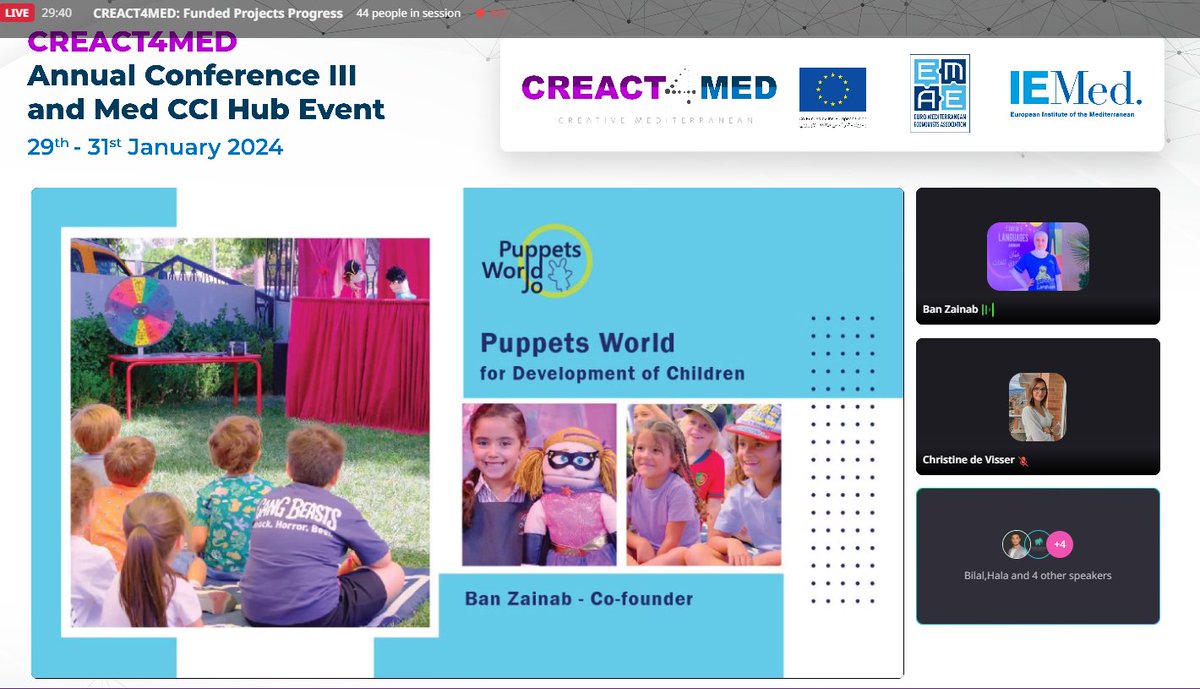 creact4med's tweet photo. The #CREACT4MED #entrepreneurs are at the Annual Conference!
We heard from 6 entrepreneurs, as they presented their initiatives and progress thanks to the #CREACT4MED subgrant! They work in many sectors of #CCI including #tourism, #performingarts, #handicrafts and more! https://t.co/5gz3uRDWxU