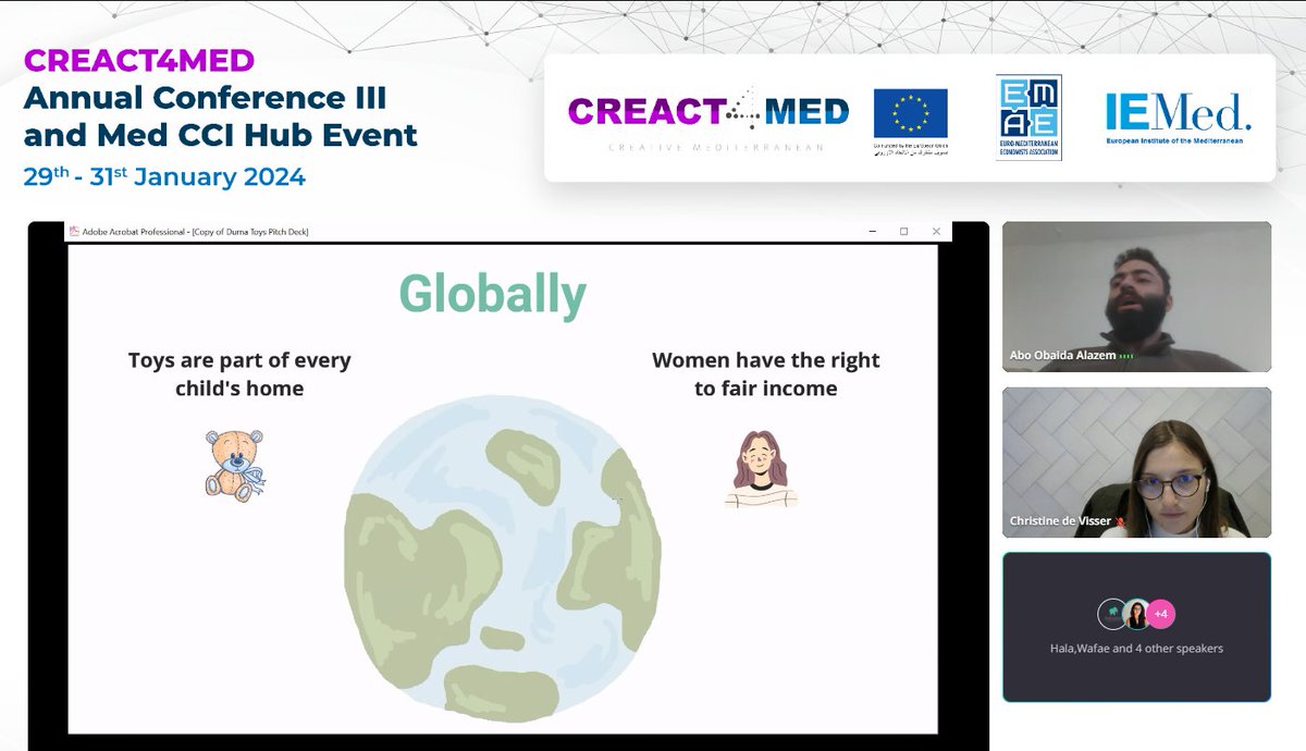 creact4med's tweet photo. The #CREACT4MED #entrepreneurs are at the Annual Conference!
We heard from 6 entrepreneurs, as they presented their initiatives and progress thanks to the #CREACT4MED subgrant! They work in many sectors of #CCI including #tourism, #performingarts, #handicrafts and more! https://t.co/5gz3uRDWxU