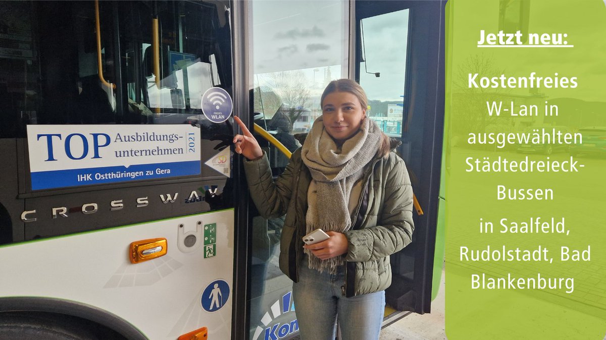 KomBusGmbH's tweet photo. Ab sofort gibt es in 10 Bussen des Städtedreiecks kostenfreies Fahrgast W-Lan. Für eine Stunde lang könnt ihr euch einmal pro Tag in unser WiFi System einloggen und gratis surfen. Die Busse, welche über W-Lan verfügen, haben einen blauen Free-WiFi Aufkleber an der vorderen Tür. https://t.co/YpBOnOPF4B