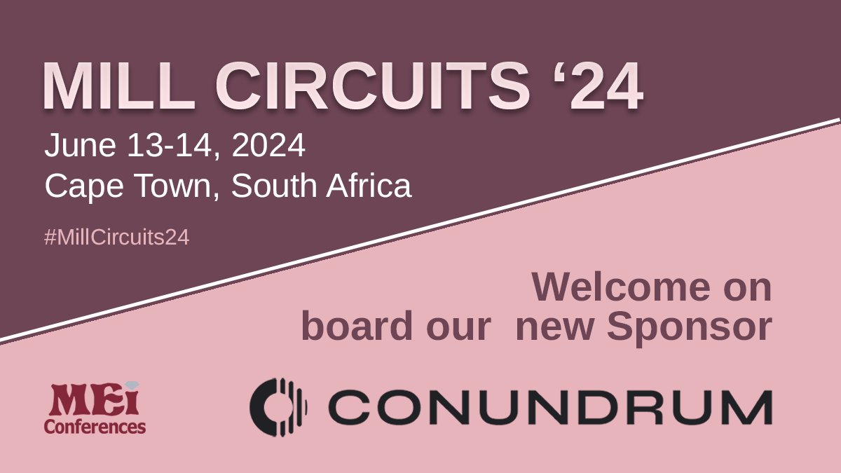 We are excited to announce that Conundrum are sponsoring
#MillCircuits24!

More info 👉 conundrum.ai

Mill Circuits '24 👉 mei.eventsair.com/mill-circuits-…

#mining #mineralprocessing #mineralsengineering #millcircuits #flowsheets #optimization #plantdesign #circuitdesign