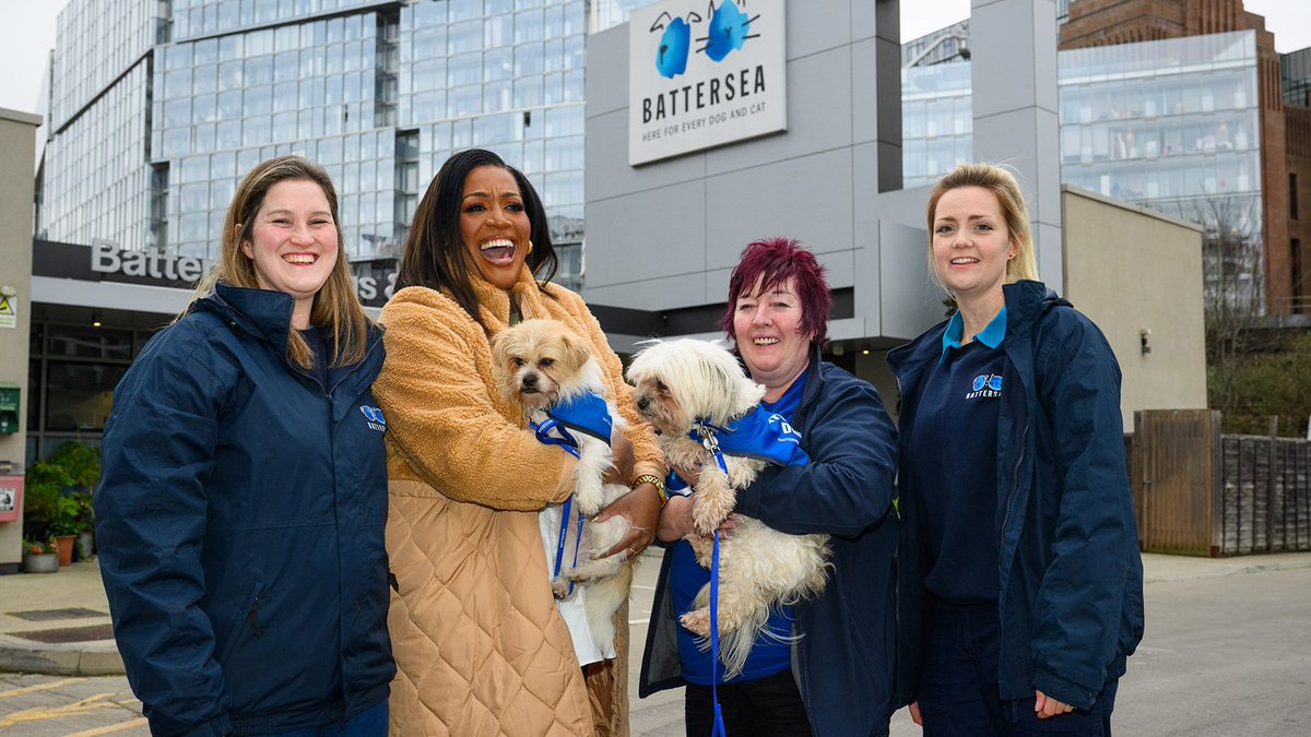 Battersea_'s tweet photo. 📣 We've got some exciting news for you...

Our staff, volunteers and of course, our animals, are excited to share that we are welcoming with open arms, the brilliant @AlisonHammond, to present an all-new series of For the Love of Dogs! (1/3) https://t.co/piCMZZED4f