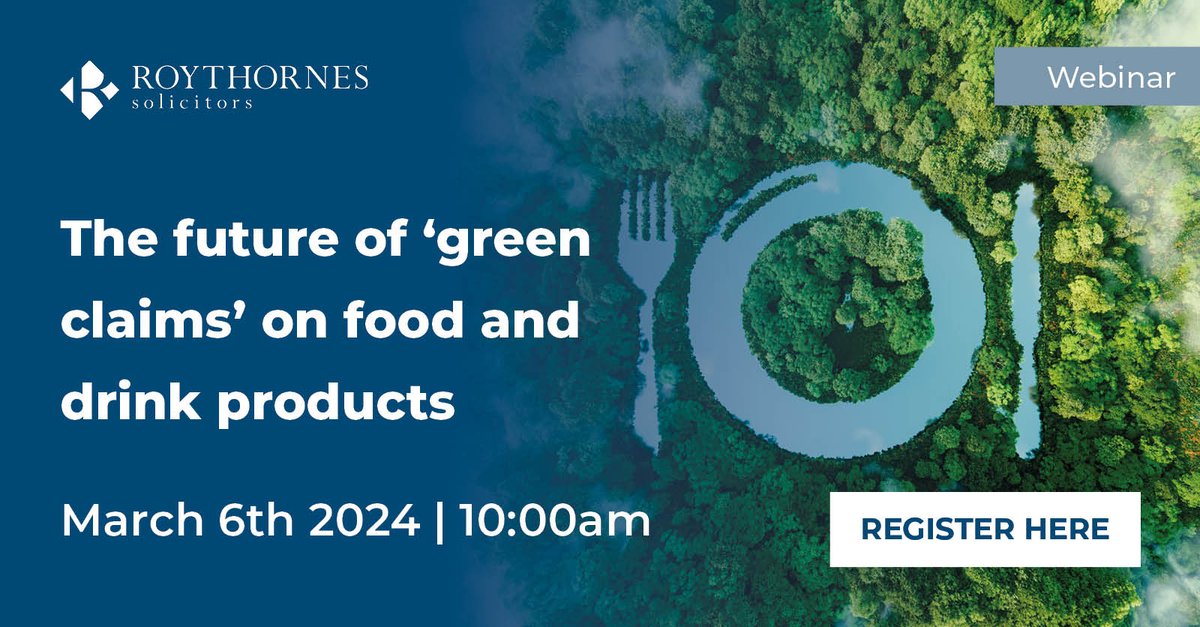 Our Regulatory team look into what could be a more regulated future in relation to ‘green’ claims and #food products in our upcoming #webinar as we see a rapid increase in the application and use of eco-labels and claims by #businesses ➡️ ow.ly/bBCB50QtaJj