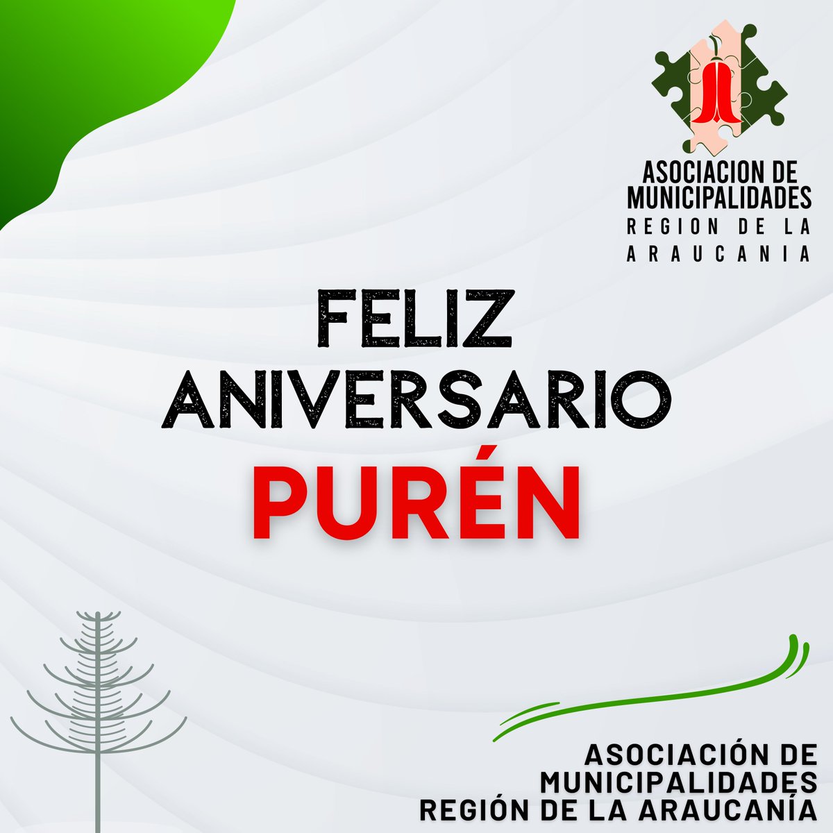 ¡FELIZ ANIVERSARIO #PURÉN! 🎉🎂

Saludos especiales desde el Directorio de AMRA_Araucanía. Que este nuevo año de vida esté lleno de prosperidad, unidad y celebración. 🌟✨

#AMRAunidosPorLaAraucanía