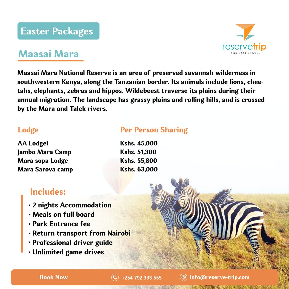 Embark on a Safari Dream in the Maasai Mara National Reserve, teeming with diverse wildlife and breathtaking landscapes. Witness the awe-inspiring Great Migration, or come face-to-face with lions, cheetahs, elephants, and more
#mombasa #Kenya #Reservetrip #Easytravel #travel
