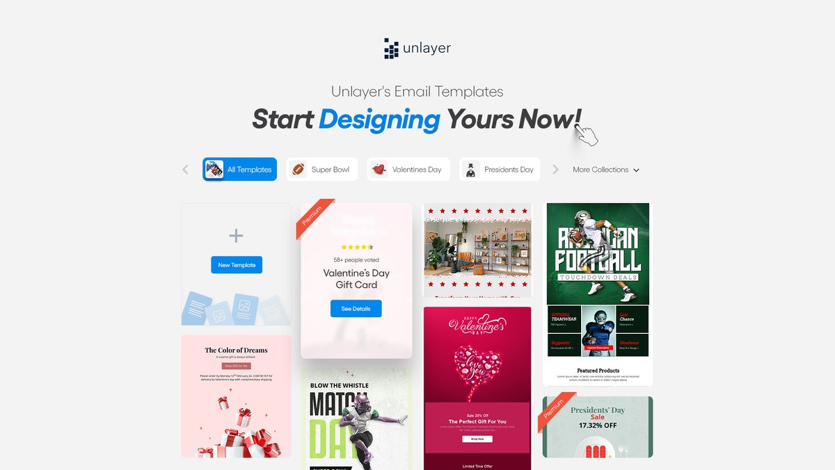 Design, personalize, and customize your emails using Unlayer's beautiful and responsive email templates.

🔗 unlayer.com/templates

#emailmarketingtips #emailtemplates #emailmarketingstrategy #emailcampaigns #emaillistbuilding #emailbuilder #emailengagement #lowcodenocode