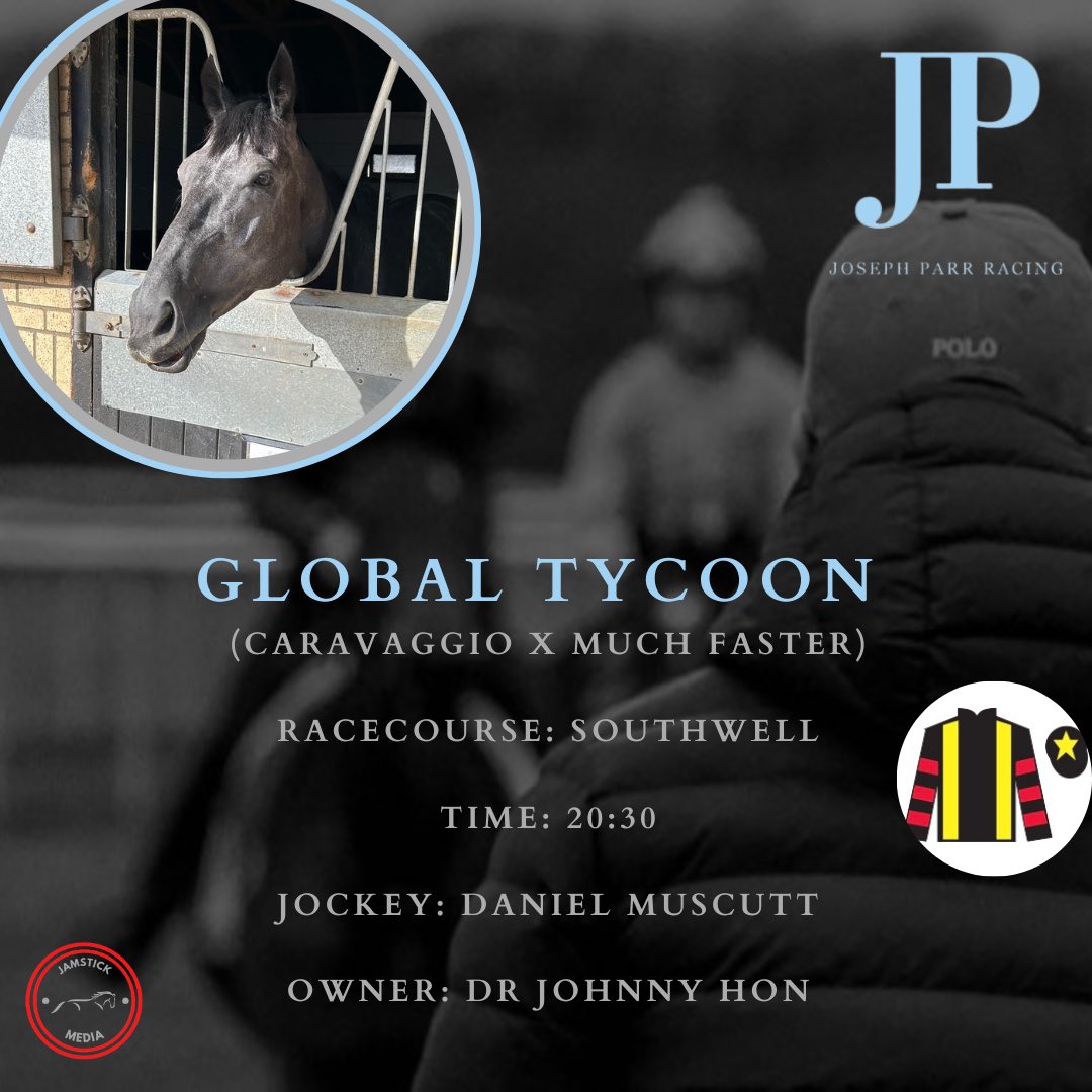 Two runners at <a href="/Southwell_Races/">Southwell Racecourse</a> tonight. Good luck to jockeys, <a href="/Rossaryan15/">Rossa Ryan</a> ⚪️🟣 <a href="/D_Muscutttt/">Dan Muscutt</a> ⚫️🟡🔴 and owners <a href="/RacingLodge/">Team Lodge Racing</a> &amp; <a href="/DrJohnnyHon/">Johnny Hon</a> 🤞🏼 #JPracing