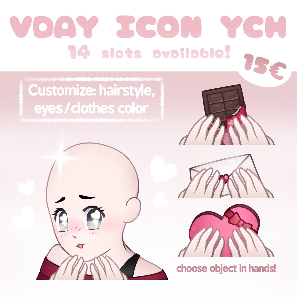 MasayumeBERRY's tweet photo. #VdayYCH 💌💕
I made a cute #valentineday themed #YCH! 🎶
DM me if you are interested! I hope you like it! 💖
#commission #commissions #digitalart #digitaldrawing #commissiondrawing #commissionsopen #vtuber #art https://t.co/gwgGAUnDqd