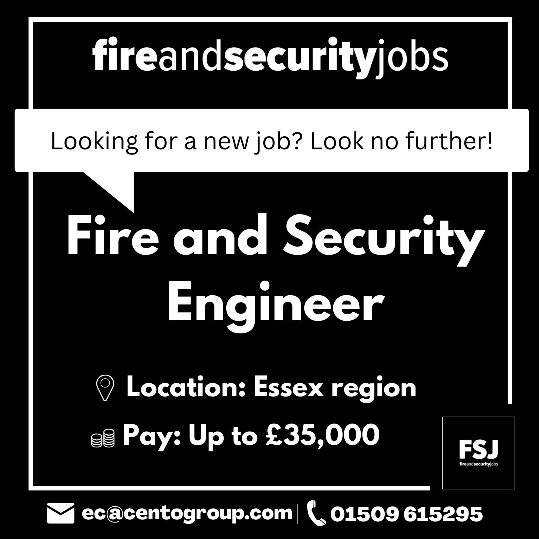 firesecjobs's tweet photo. Based around the Essex region? 📍
Want to earn up to £35k basic? 💸
Service and maintenance role. ✅

Contact Ebony Carr ⤵
📞 01509 615295 | 📧 ec@centogroup.com
#fireandsecurityengineer #jobs #job #jobvacancies #fireandsecurity #fireandsecurityjobs https://t.co/OTMN2GBFSd