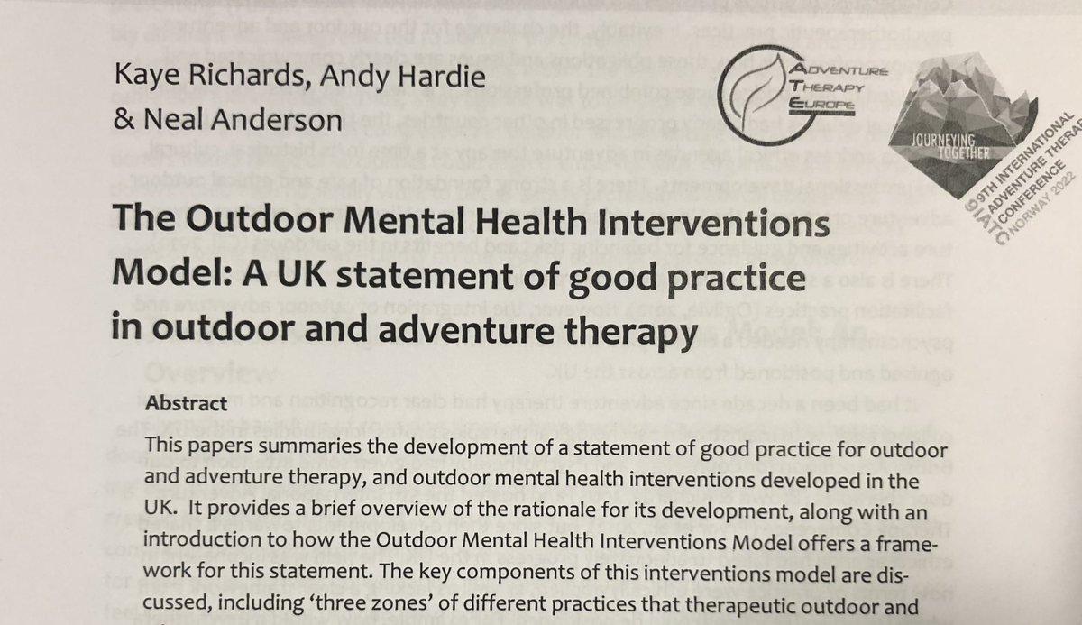 Great to see our overview paper published that provides an insight into why we developed the Outdoor Mental Health Interventions Model 🏔️🌲🪷🌦️ &amp; great the model has already been translated into different languages! <a href="/LJMUPsychology/">LJMU Psychology</a> <a href="/LJMU_IHR/">LJMU Institute for Health Research</a> Download at; journal-adventure-therapy.com/product/the-ou…