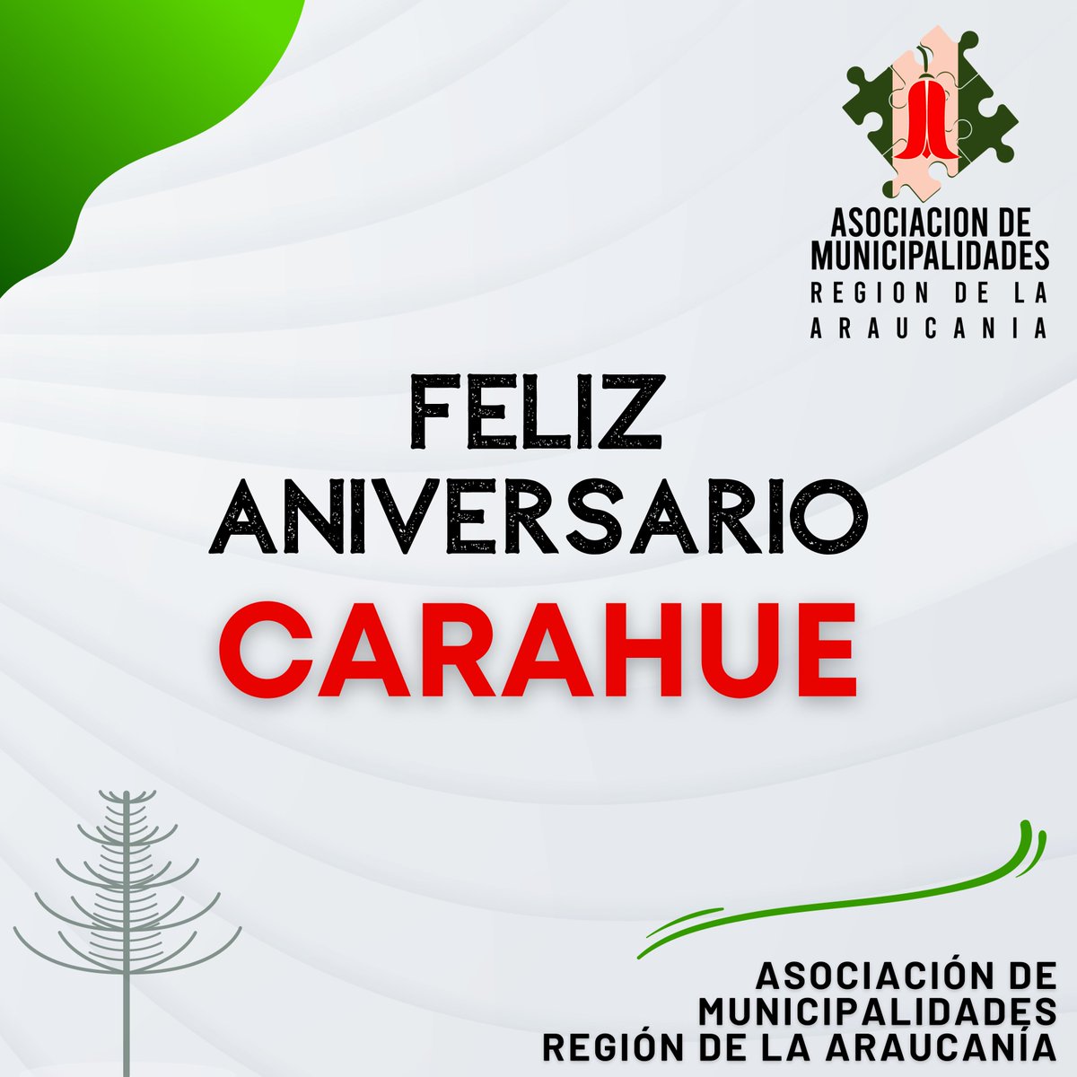 ¡FELIZ ANIVERSARIO #CARAHUE! 🎉🎂

Saludos especiales desde el Directorio de AMRA_Araucanía. Que este nuevo año de vida esté lleno de prosperidad, unidad y celebración. 🌟✨

#AMRAunidosPorLaAraucanía
