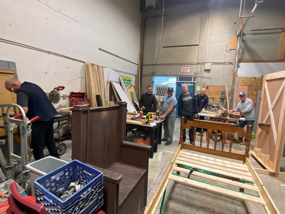 🎭🔮 Witness the magic of community theatre in action! 
Our passionate set design crew is hard at work, transforming raw materials into the hauntingly beautiful world of "The Addams Family".  
 With just over a week until opening night, the excitement is palpable! 🌙✨  
#Barrie