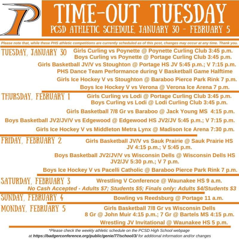 PortageCSD's tweet image. #TimeoutTuesday for the week of January 30 - February 5, 2024

Go Warriors!

🧡 #PortageWarriorWay 🖤