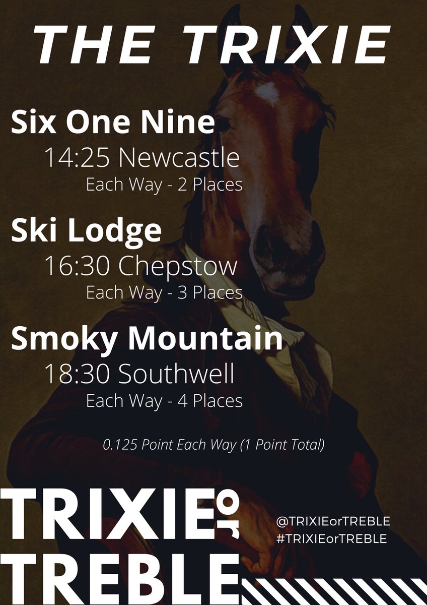 TRIXIEorTREBLE's tweet photo. Horse Racing Selections Are Up! 🐎 
#TRIXIEorTREBLE https://t.co/L9ievpw043