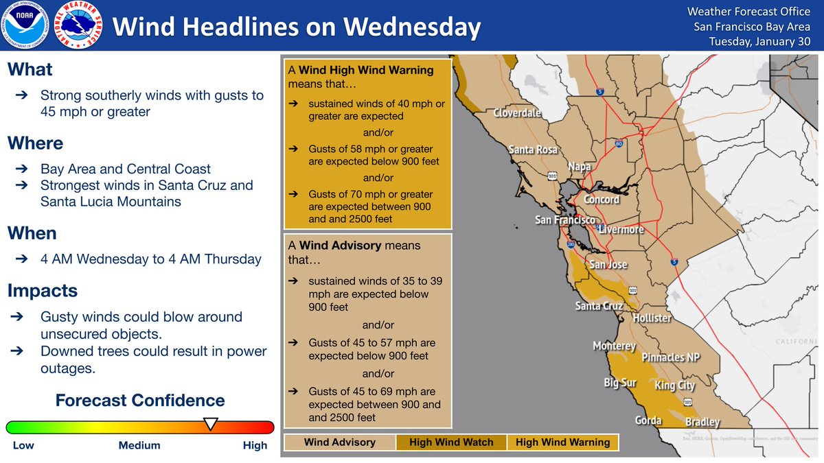 Impacts from wind and rain appear likely on Wednesday into early Thursday. Wind Headlines and a Flood Watch are in effect. Keep up with forecast changes and stay safe! #cawx