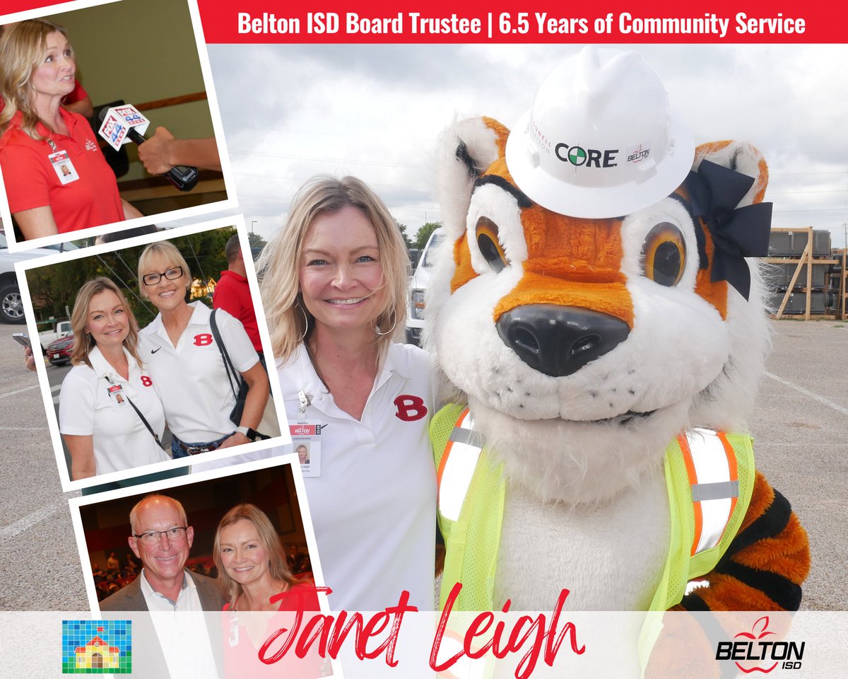BeltonISD's tweet image. Trustee Janet Leigh was elected to the Board in 2017. She’s a M100 alumni and served as Tigo in high school. She is often seen at community, campus and district events. #LocallyElected #CommunityConnected #CelebrateBISD🍎