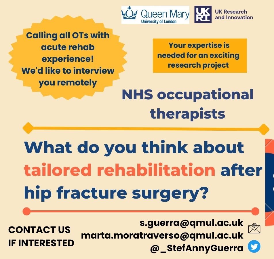 📞CALLING ALL OCCUPATIONAL THERAPISTS! We want to hear from you! Contact us for more info🙌 (updated) Please RT @BartsBoneJoint @EnquiriesRCOT, @theOThub, @RCOT_MH, @AbleOTUK, @BAMEOTUK, @ot_chill, @OTPodcastClub, @ot_chill , @DisruptOT @RoyalOsteoPro #OccupationalTherapy #OTs