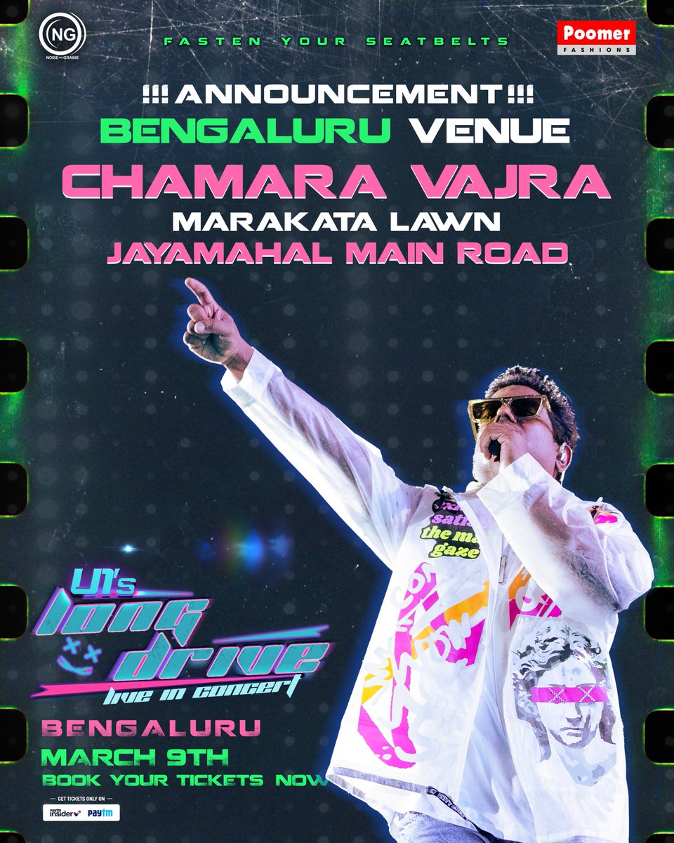Here’s the venue update, Bengaluru! 📢 📍Chamara Vajra (Marakata Lawn) - Jayamahal Main Road “U1’s Long Drive - Live In Concert, Bengaluru” 🚙🛣️ 🎹 See you guys on 9th March 2024 Book your tickets 🎫 - bit.ly/U1BLR @thisisysr @noiseandgrains @karya2000…