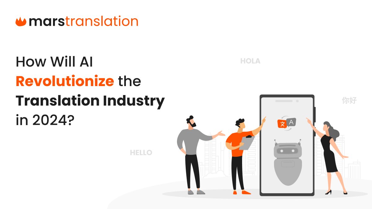 MarsTranslation's tweet photo. AI's Impact on Translation in 2024! 📷📷 Delve into the transformative role of Artificial Intelligence in revolutionizing translation. Visit our website to explore the cutting-edge trends!

📷 https://t.co/IVU3vWbRj5

#AItranslation #futuretech #marstranslation #marshub https://t.co/kFK4FpVc6q