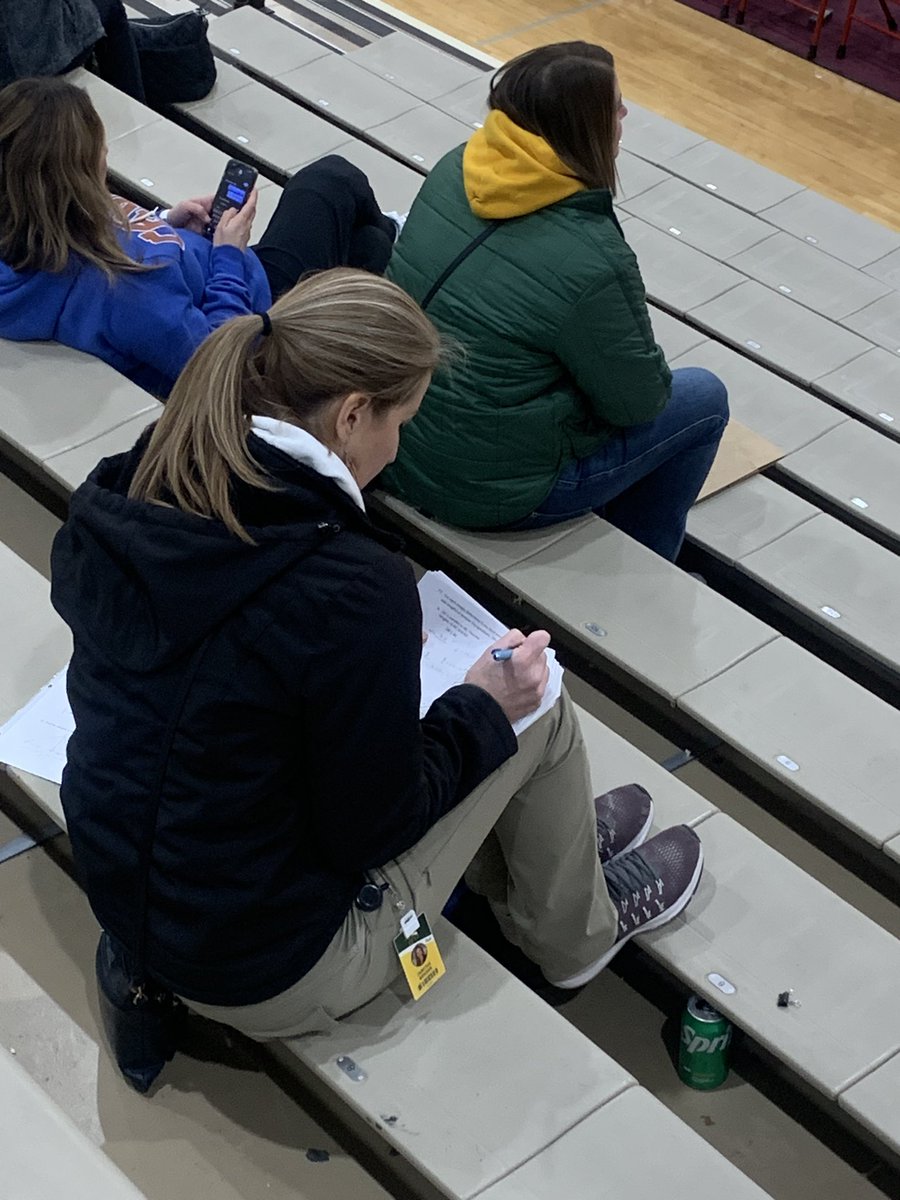 SteelePrincipal's tweet photo. A teachers work is done when the students leave huh??  Last night while watching her daughter play basketball, I watched an Amherst teacher grade papers from the stands!!!  You see a teacher out and about today, tell them THANK YOU!!
#WhateverItTakes 
#HeroStuff https://t.co/MwmKqUtFuu