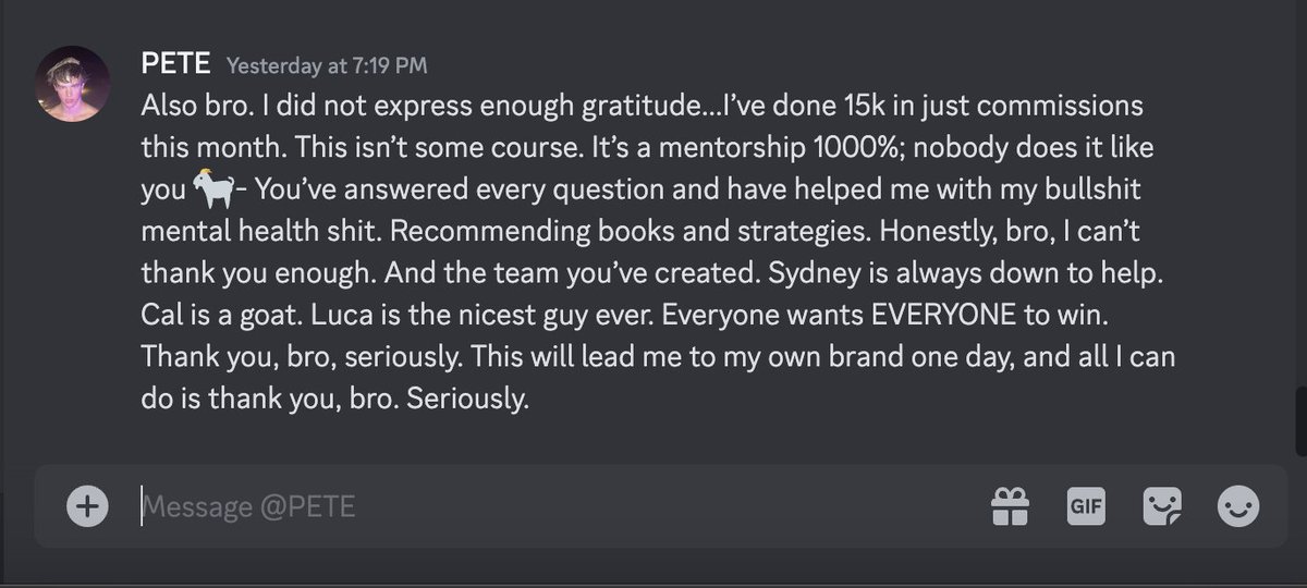 Creator's Corner is really not a coaching program anymore, it's a family

So many of my students are fr like my little brothers and sisters who I will probably be close with for life

Just a major bonus that I make them all RICH too 😂