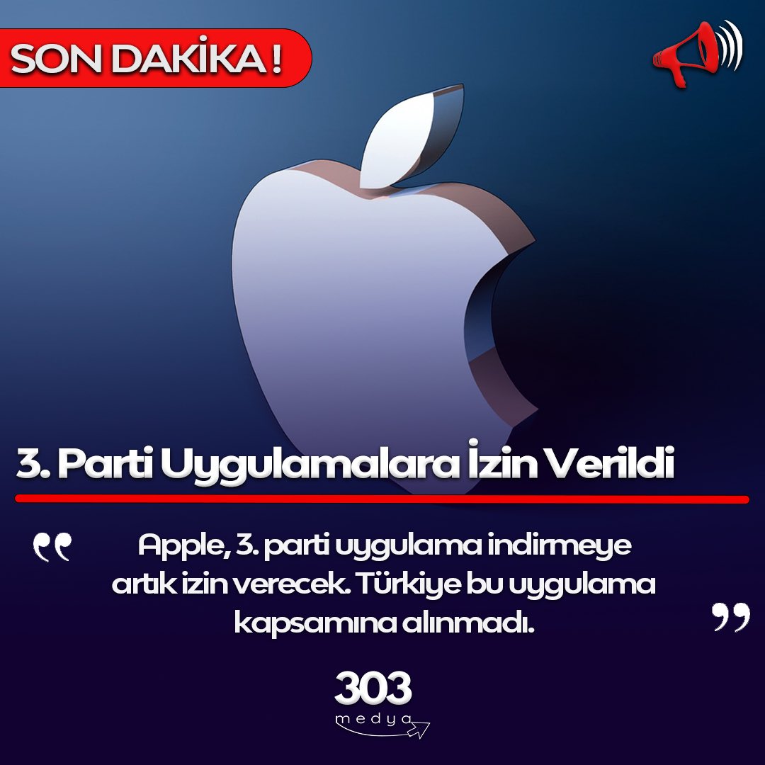 Apple, 3. parti uygulama indirmeye artık izin verecek. Türkiye bu uygulama kapsamına alınmadı. #apple #iphone #appstore #üçüncüpartiuygulama #sondakika #haber
