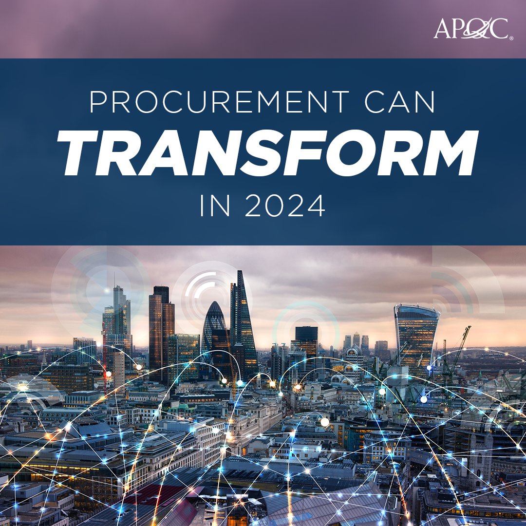 APQC's tweet image. Check out this new #APQCblog from Marisa Brown on the top #procurement strategic objectives to look out for in 2024: apqc.org/blog/top-5-pro…