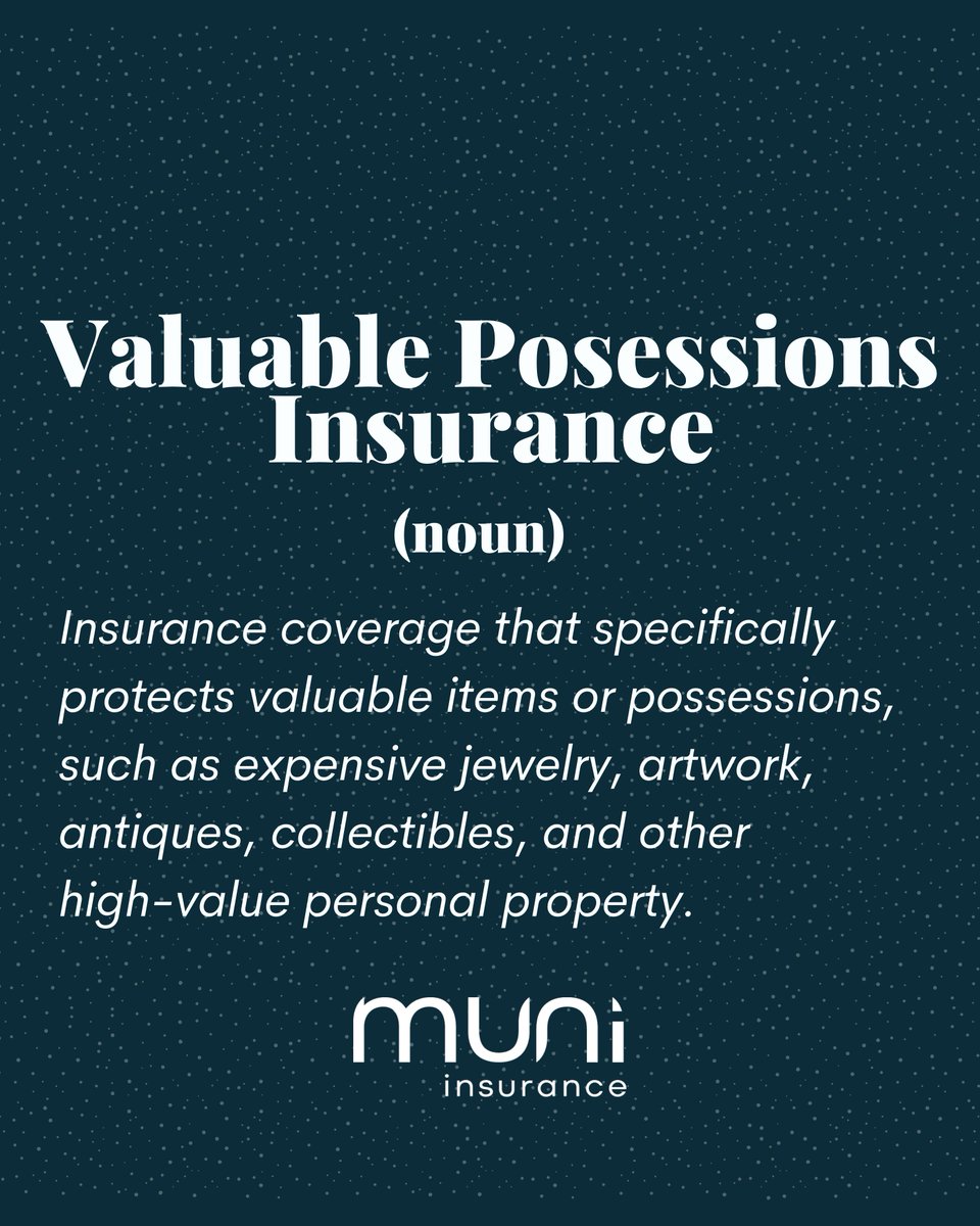 Valuable possessions insurance helps ensure that you receive adequate compensation in the event of theft, loss, or damage to these valuable items.☎️(203) 527-3669 🔗muniinsurance.com #muniinsurance #ctinsuranceprofessionals #terminologytuesday #valuableposessionsinsurance