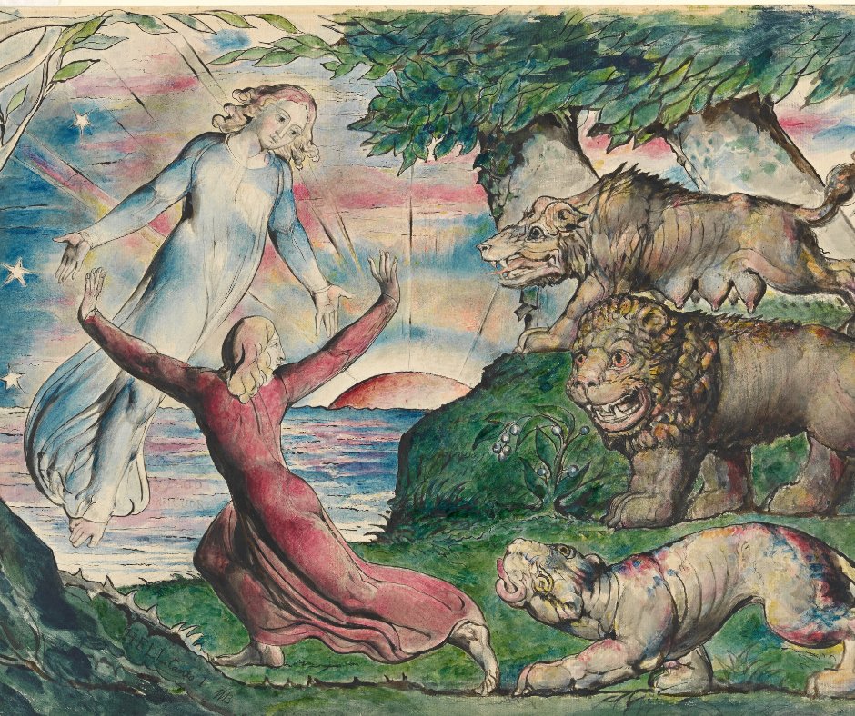 This week’s artwork of the day is all about Romanticism 🕊️ What’s your favorite painting from the 19th century arts movement? Dante Running from The Three Beasts 🎨 William Blake 📅 1824-1827 🏛️ @NGVMelbourne